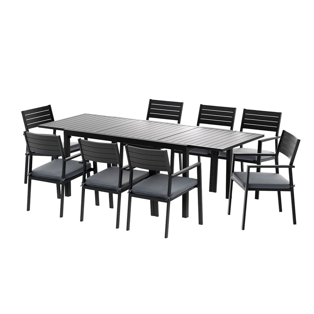 Gardeon Outdoor Dining Set 9PCS Aluminum Extendable Table Chairs Patio Furniture