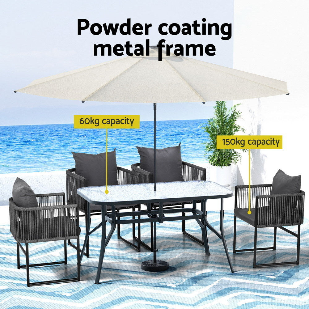 Gardeon 5PC Outdoor Dining Set Table and Chairs Patio Furniture Garden Bistro Set Black