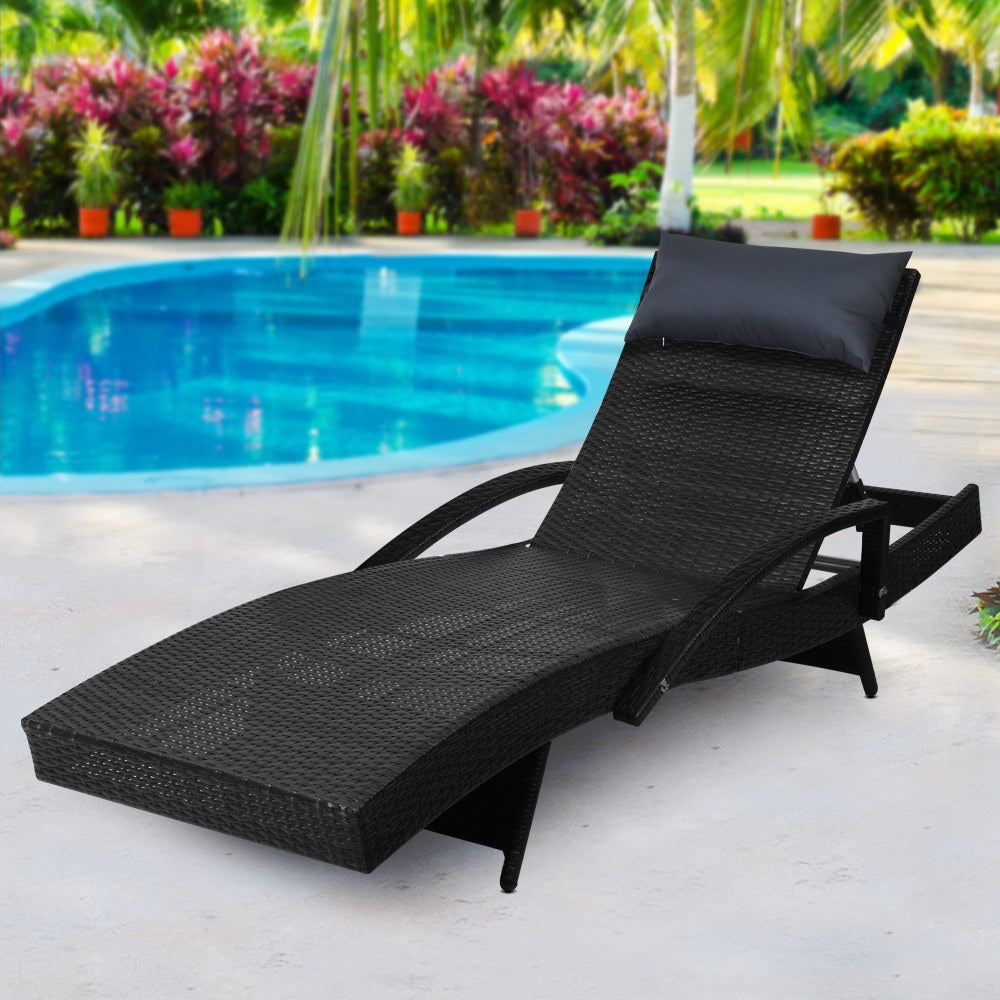 Sorrento Premium Sun Lounge - Black