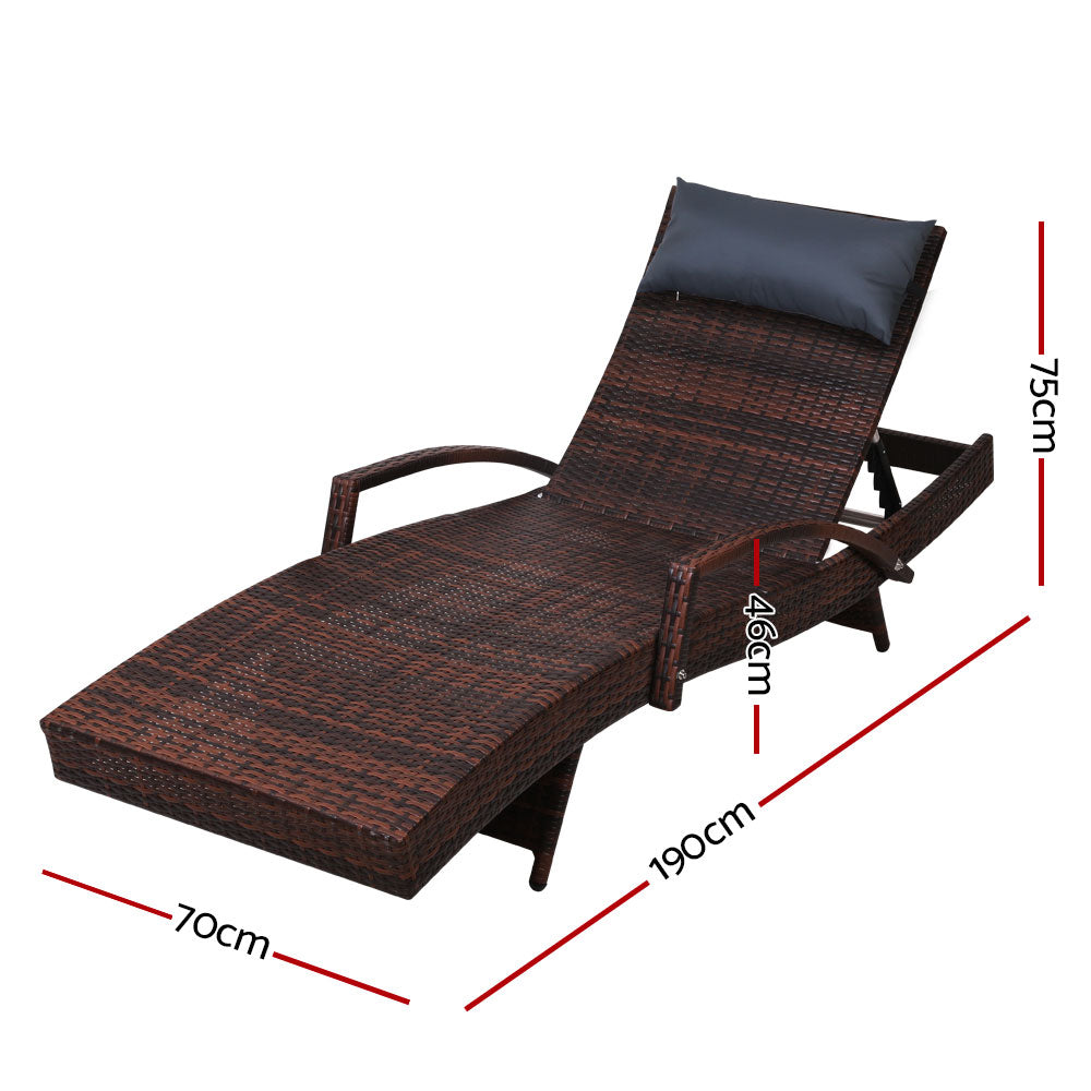 Sorrento Premium Set of 2 Sun Lounges - Brown
