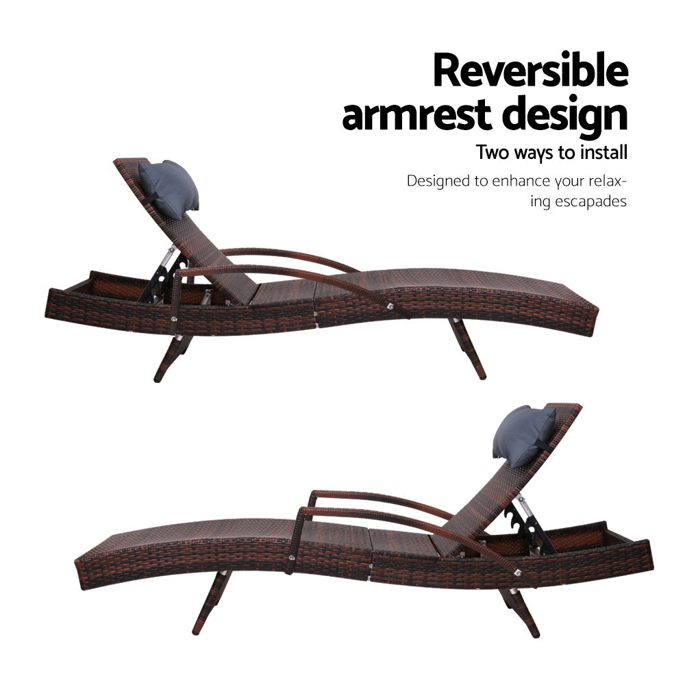 Sorrento Premium Set of 2 Sun Lounges - Brown