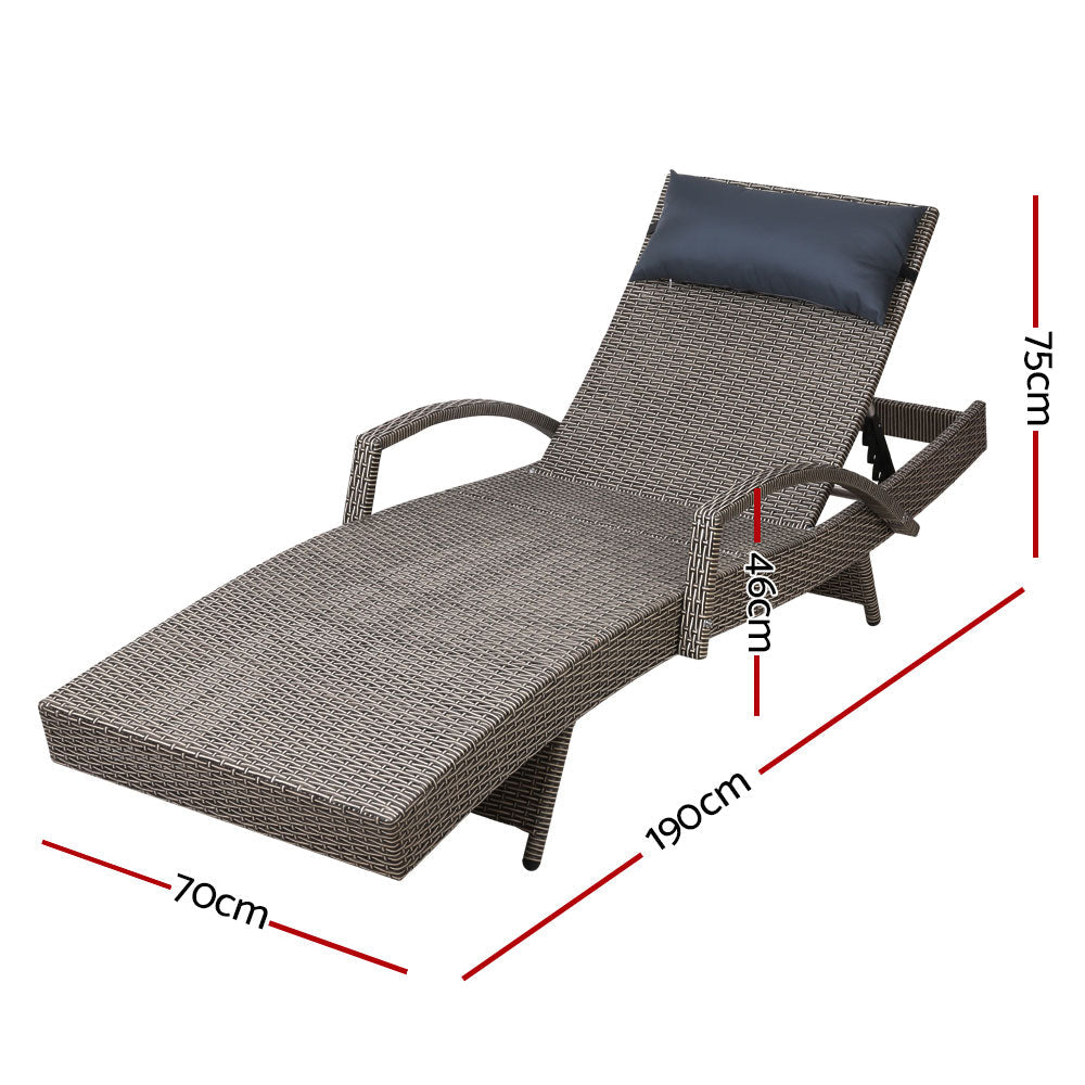 Sorrento Premium Set of 2 Sun Lounges - Grey
