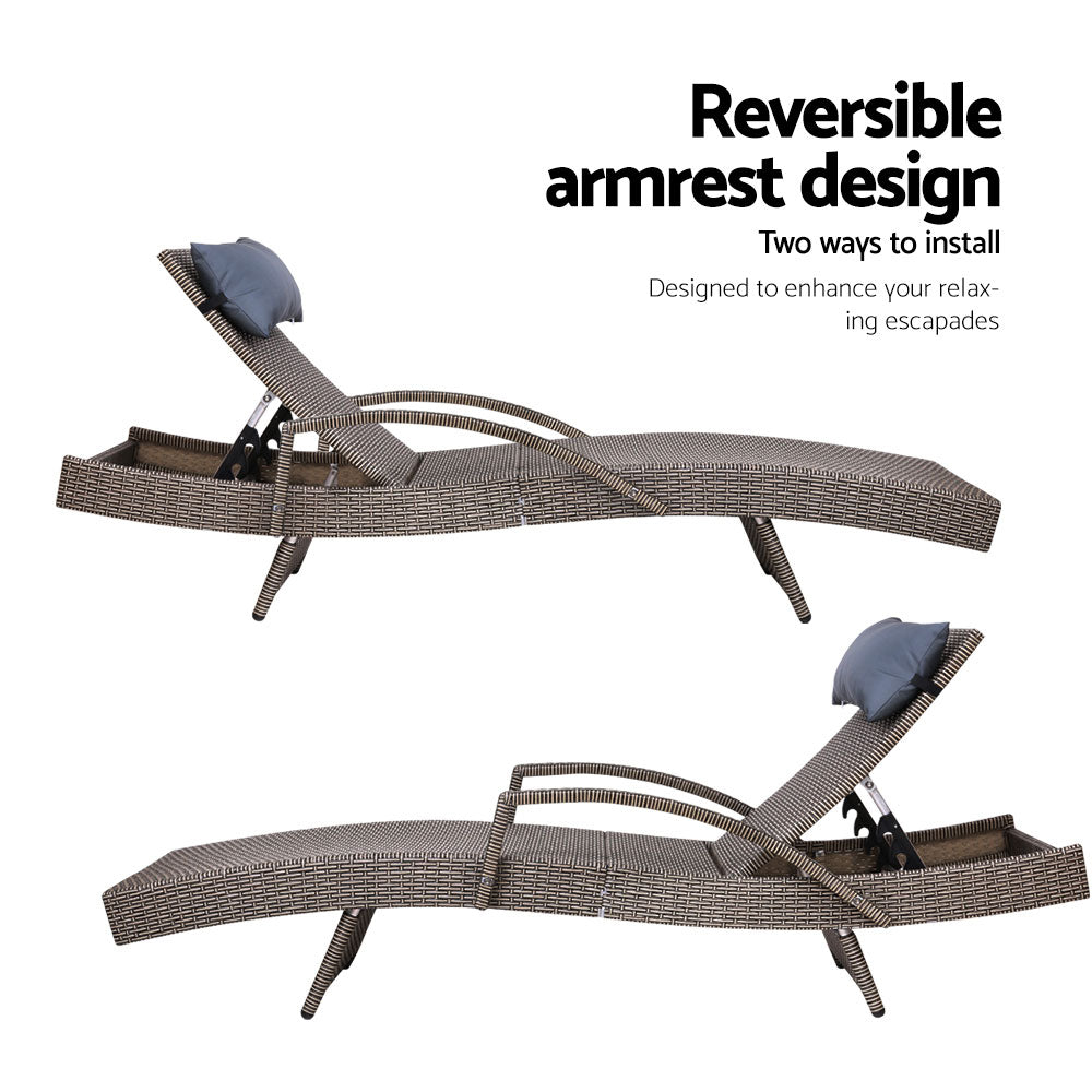 Sorrento Premium Set of 2 Sun Lounges - Grey