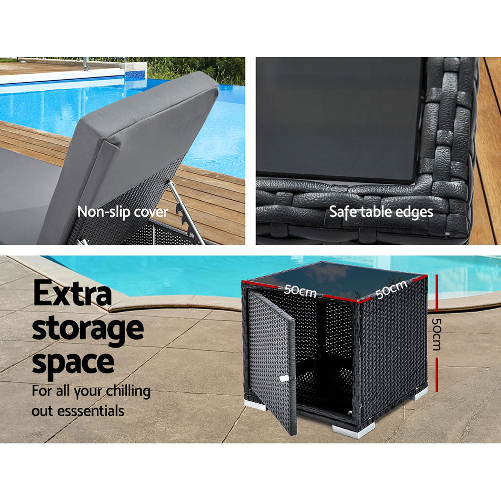 Toorak 3 Piece Sun Lounge with two sun lounges and side table