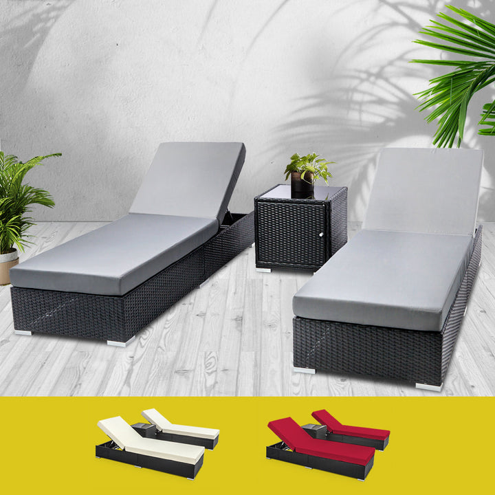 Toorak 3 Piece Sun Lounge with two sun lounges and side table