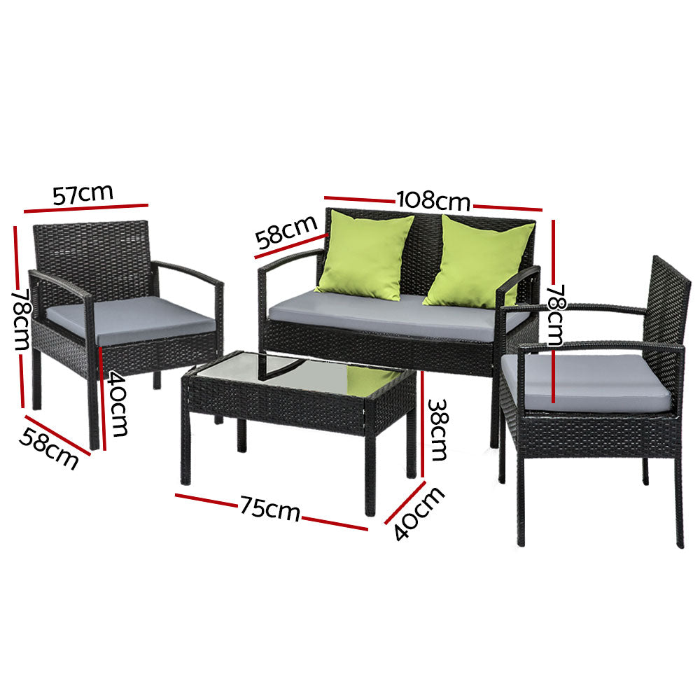 Prahran Outdoor Furniture 4 Seater Lounge Setting
