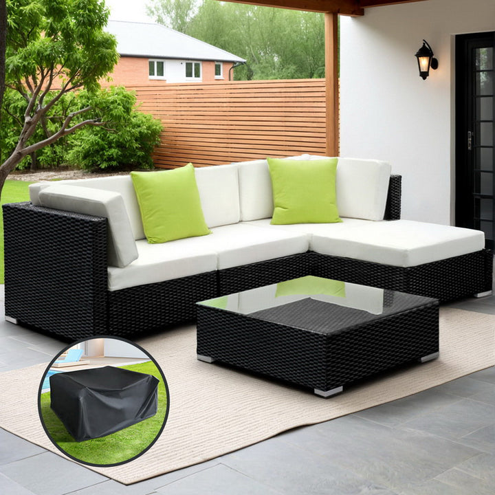 Gardeon 5-Piece Outdoor Sofa Set Wicker Couch Lounge Setting Cover