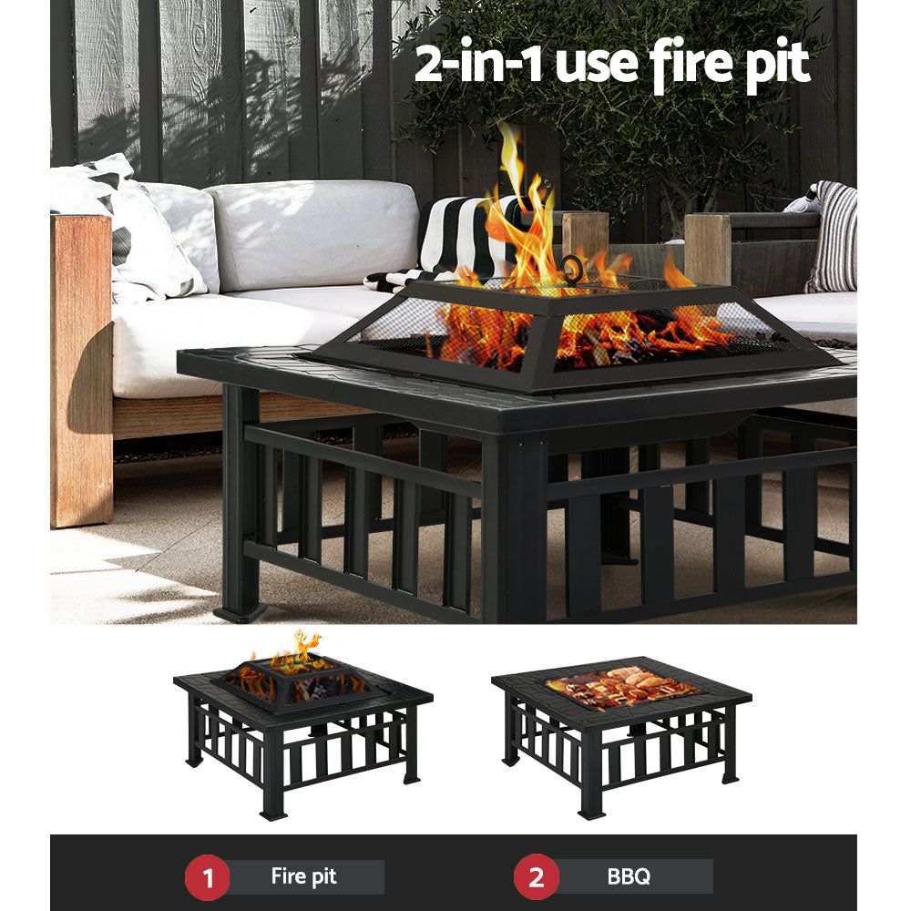 Fitzroy 2 in 1 Fire Pit BBQ Table Grill Outdoor