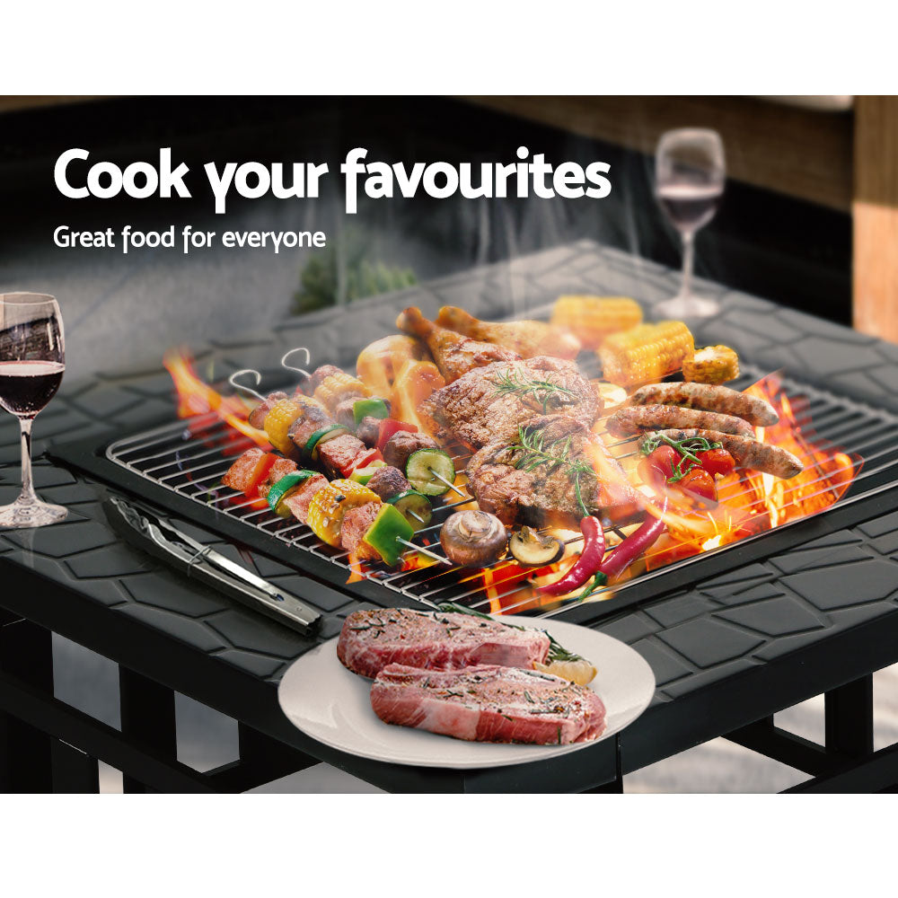 Fitzroy 2 in 1 Fire Pit BBQ Table Grill Outdoor