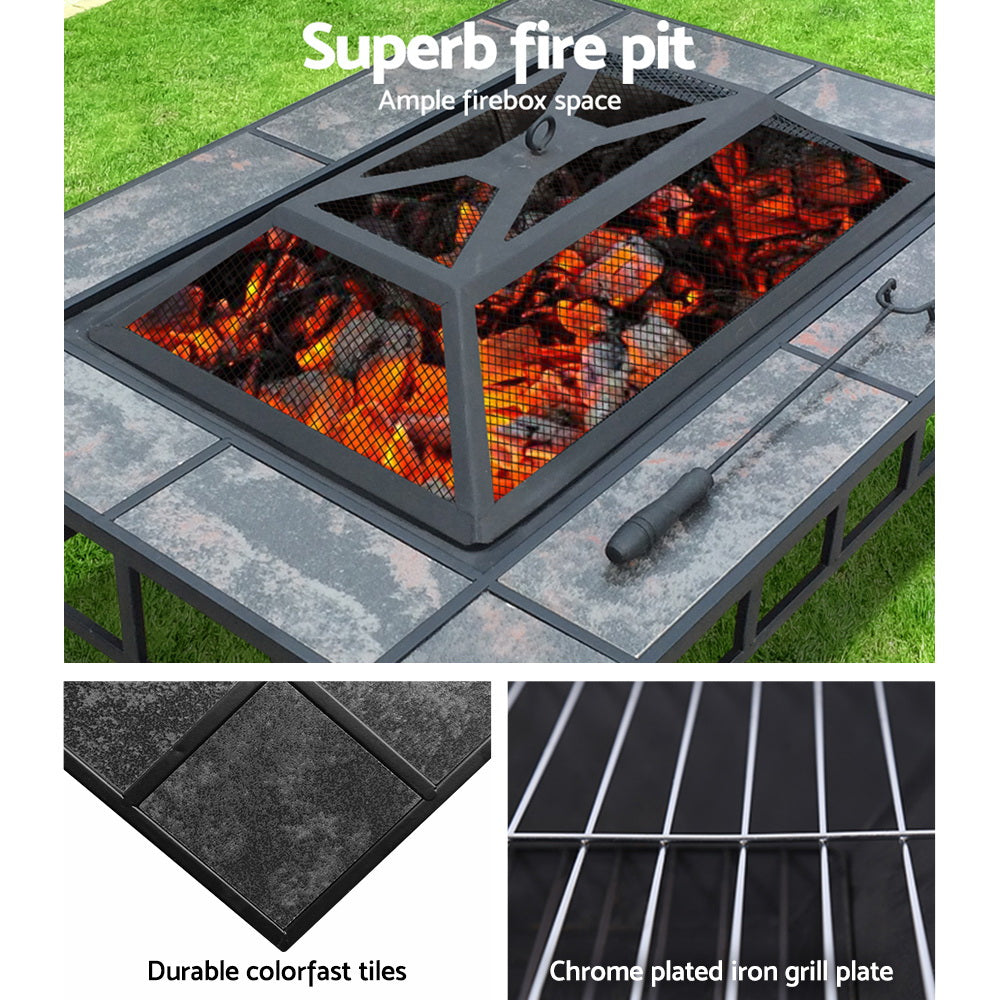 Brunswick 3 in 1 Fire Pit BBQ Grill Ice Bucket Table