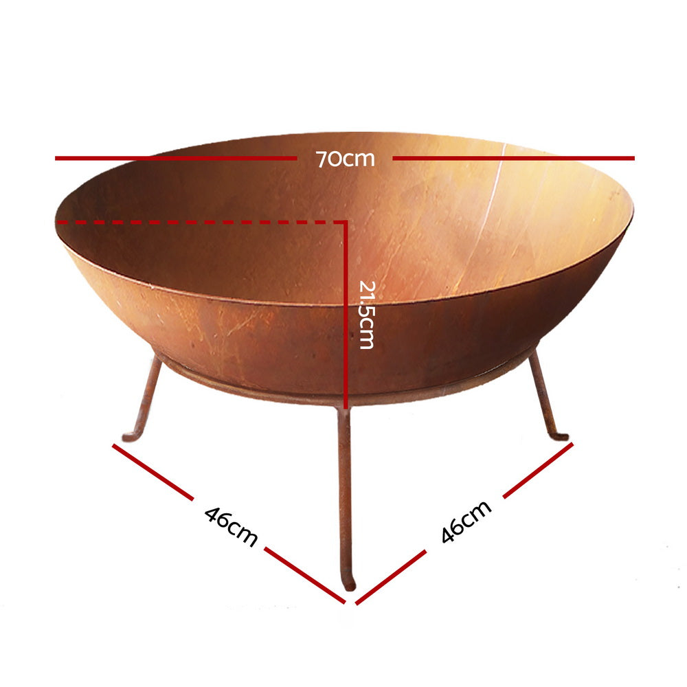 Fitzroy Portable 70cm Steel Rustic Fire Pit