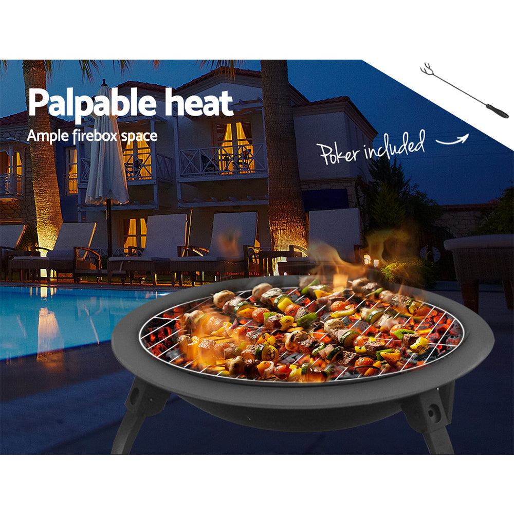 Coolaroo Portable 30" Fire Pit, BBQ, Charcoal, Grill Smoker