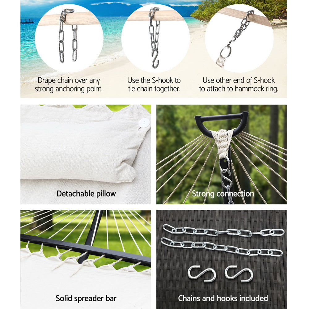 St. Kilda Beach Swing Double Hammock Bed Cream