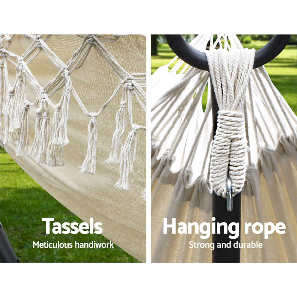 Armadale Boho Tassel Hammock Swing Bed - Cream