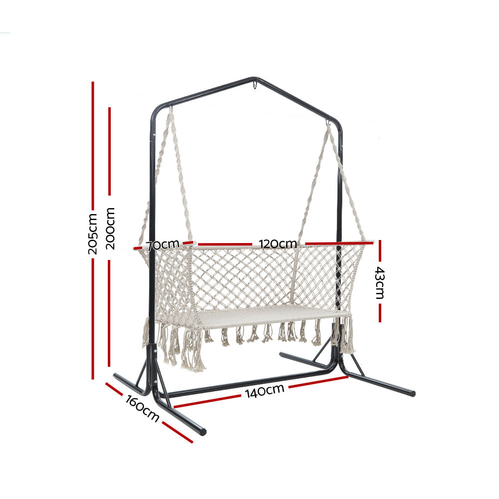 Albert Park Double Swing Hammock Chair with Stand - White