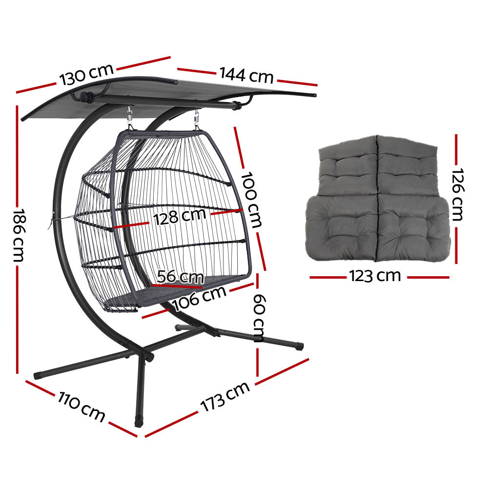 Armadale Luxury 2 Person Swing Egg Chair with Adjustable Canopy