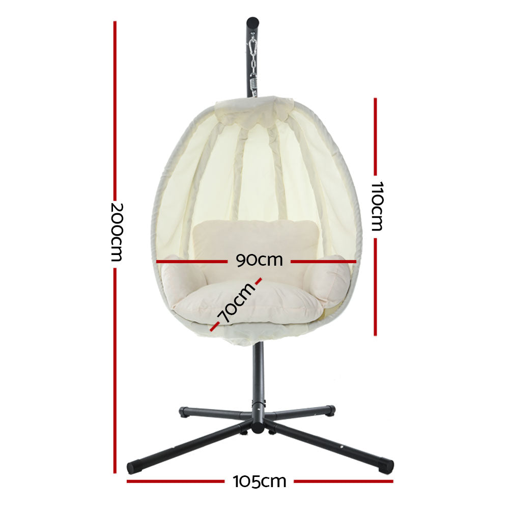 Portsea Luxury Outdoor Hanging Swing Chair Pod Lounge - Cream
