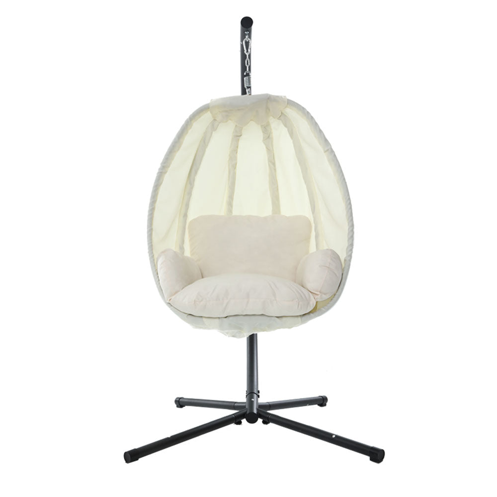 Portsea Luxury Outdoor Hanging Swing Chair Pod Lounge - Cream