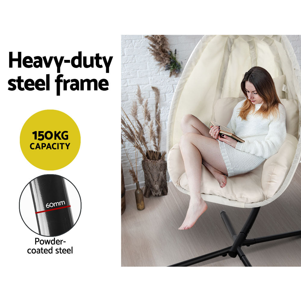 Portsea Luxury Outdoor Hanging Swing Chair Pod Lounge - Cream