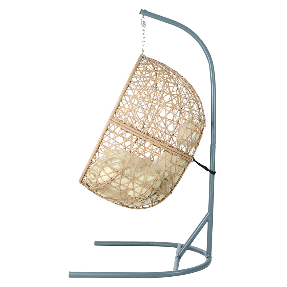 Sorrento Premium Swing Egg Chair With Stand - Cream