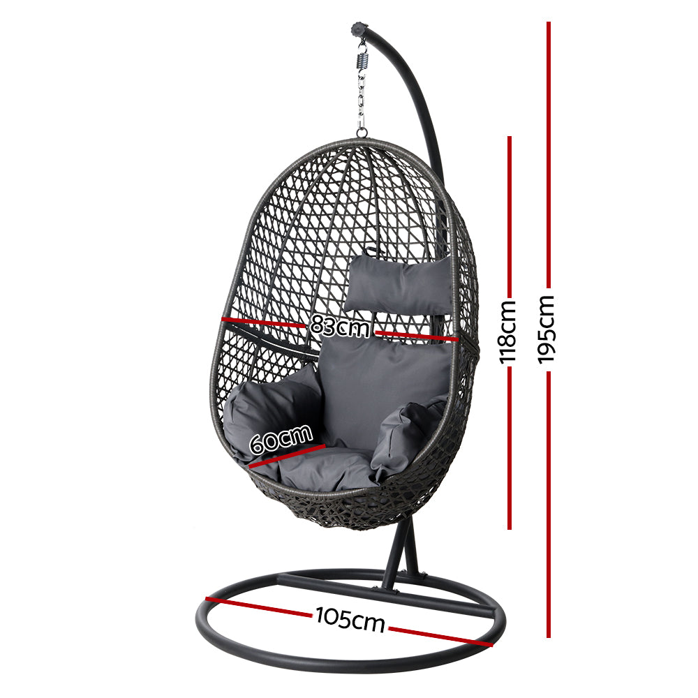 Sorrento Premium Swing Chair Egg With Stand - Black