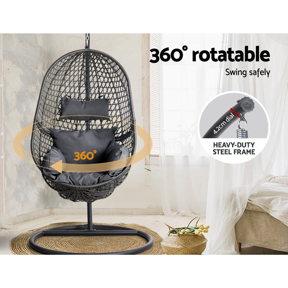 Sorrento Premium Swing Chair Egg With Stand - Black