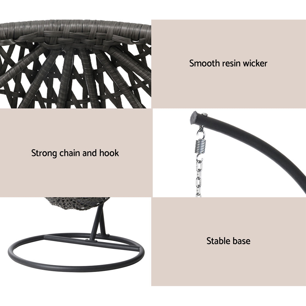 Sorrento Premium Swing Chair Egg With Stand - Black