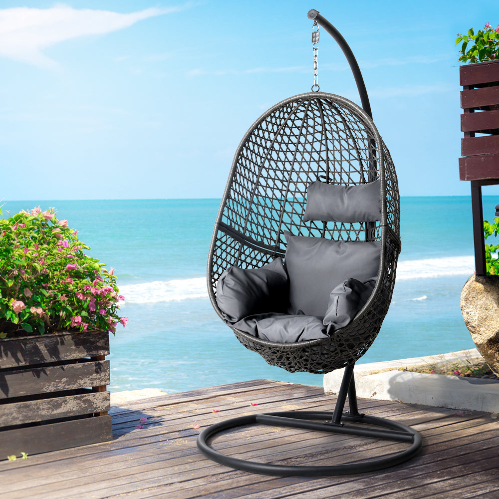 Sorrento Premium Swing Chair Egg With Stand - Black
