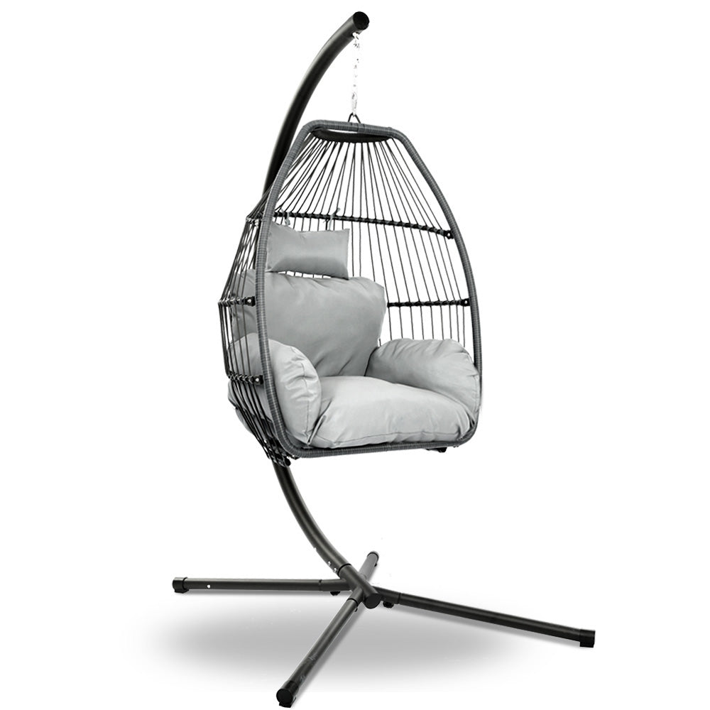 Portsea Luxury Outdoor Hanging Swing Chair With Stand - Grey