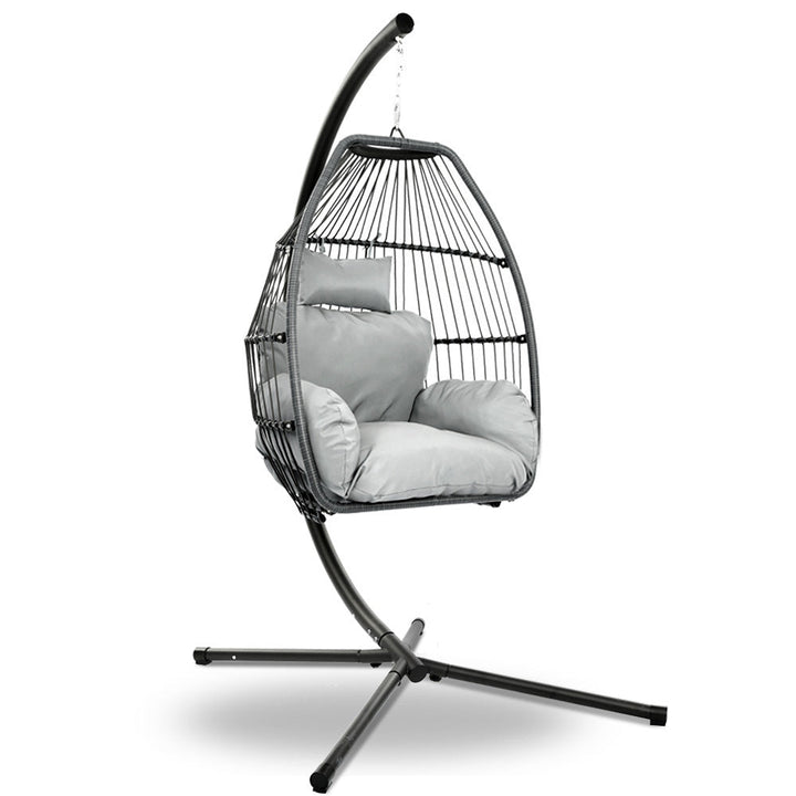Portsea Luxury Outdoor Hanging Swing Chair With Stand - Grey