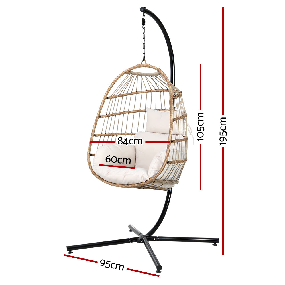 Portsea Deluxe Egg Swing Chair With Stand - Cream