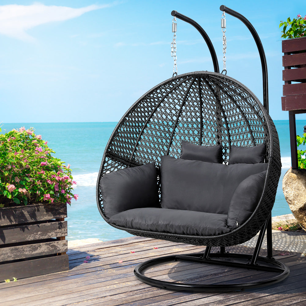 Sorrento Premium 2 Person Egg Swing Chair - Grey