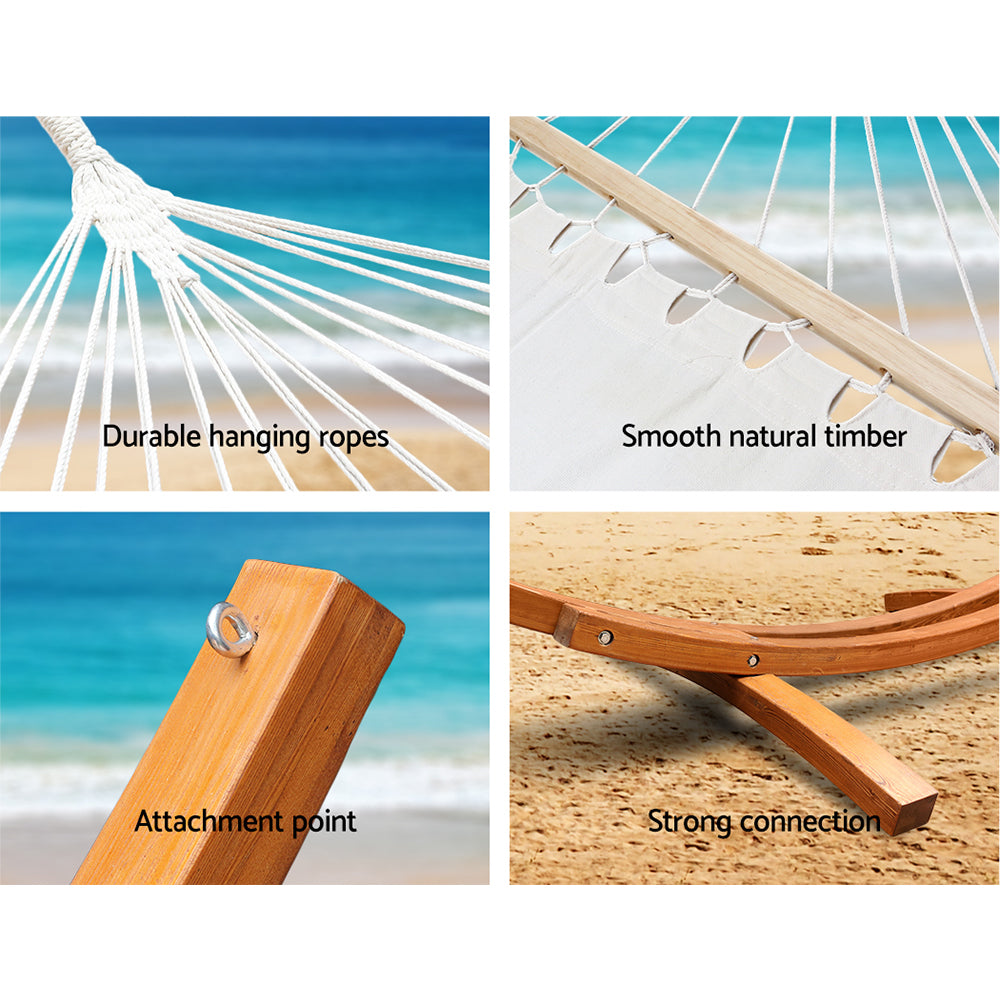 Portsea Double Hammock with Wooden Hammock Stand