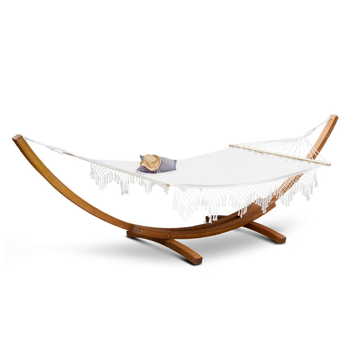Portsea Double Tassel Hammock with Wooden Stand