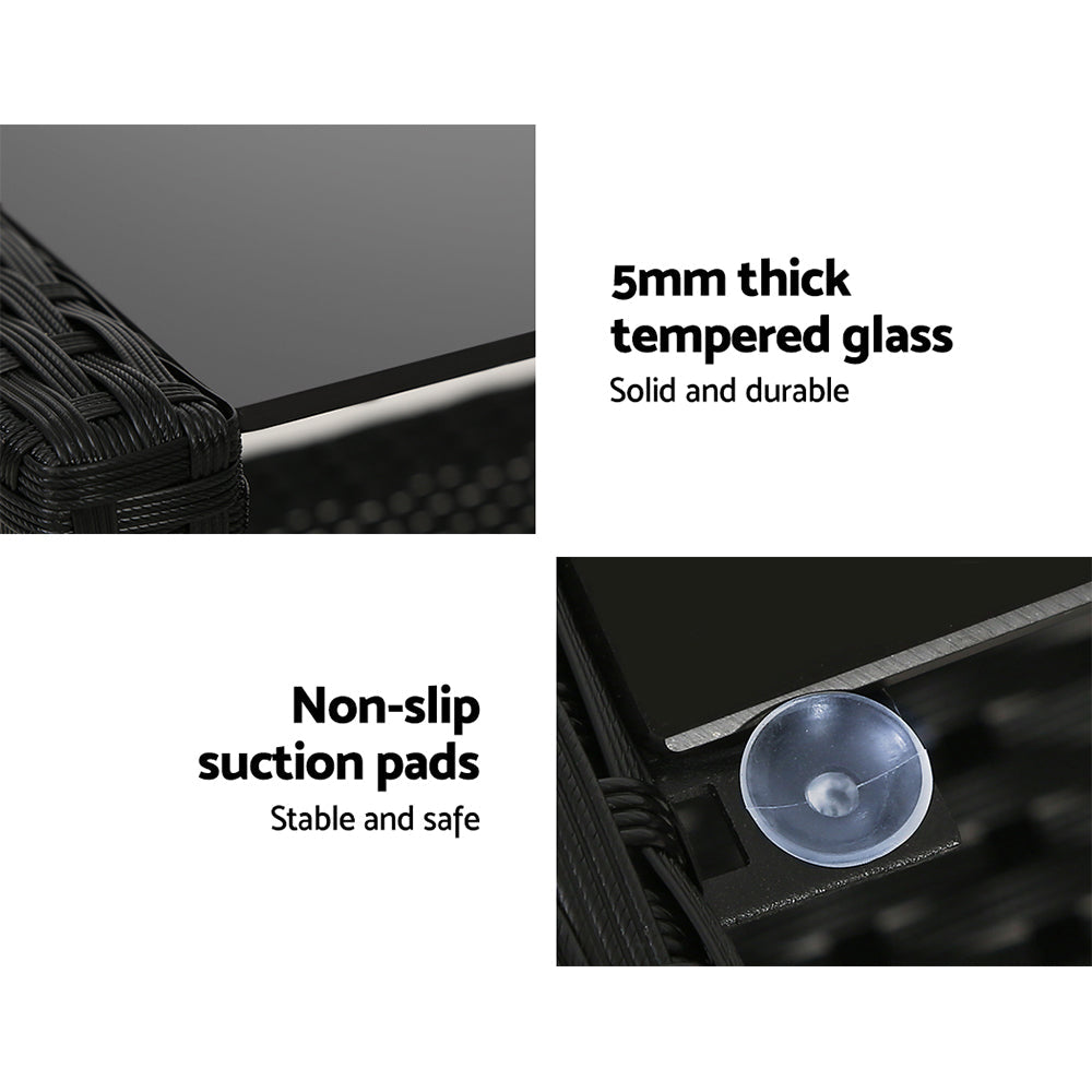 Armadale Deluxe 4 Piece Lounge Sofa Set with Table - Black