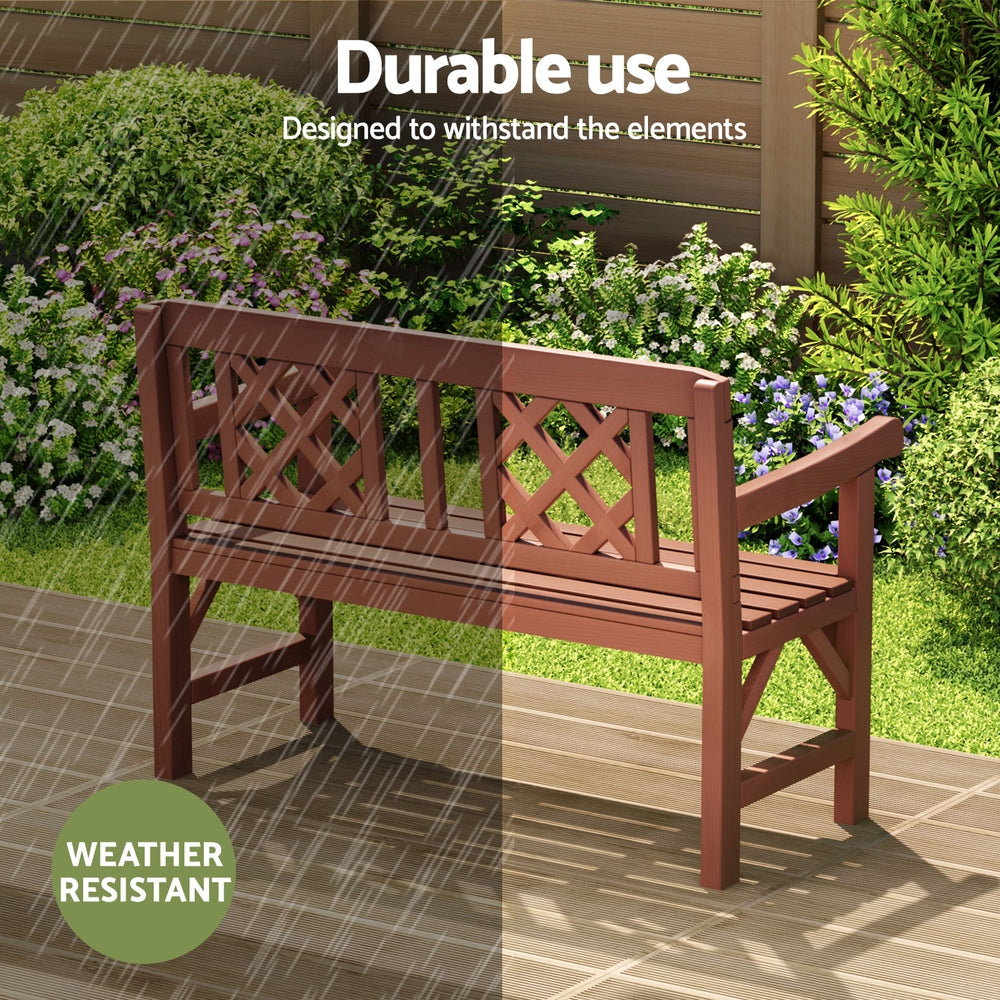 Gardeon Outdoor Garden Bench Wooden Chair 2 Seat Patio Furniture Lounge Natural