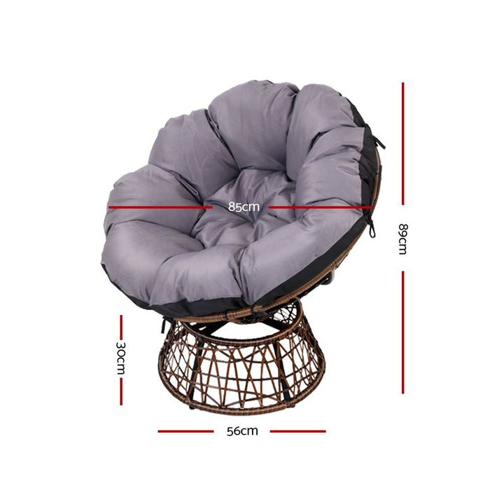 Gardeon Outdoor Chairs Outdoor Furniture Papasan Chair Wicker Patio Garden Brown