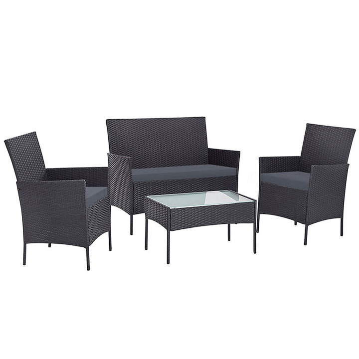 Toorak Luxury 4 Piece Lounge Setting With Storage Cover - Dark Grey