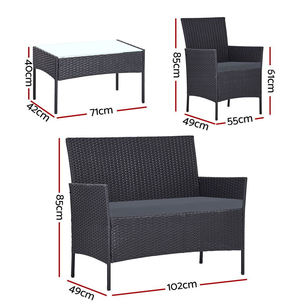 Toorak Luxury 4 Piece Lounge Setting With Storage Cover - Dark Grey