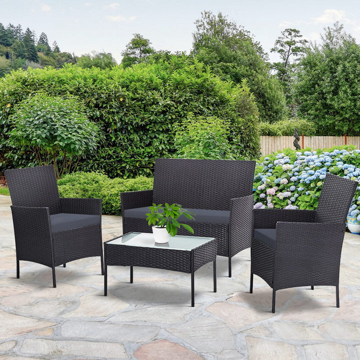 Toorak Luxury 4 Piece Lounge Setting With Storage Cover - Dark Grey