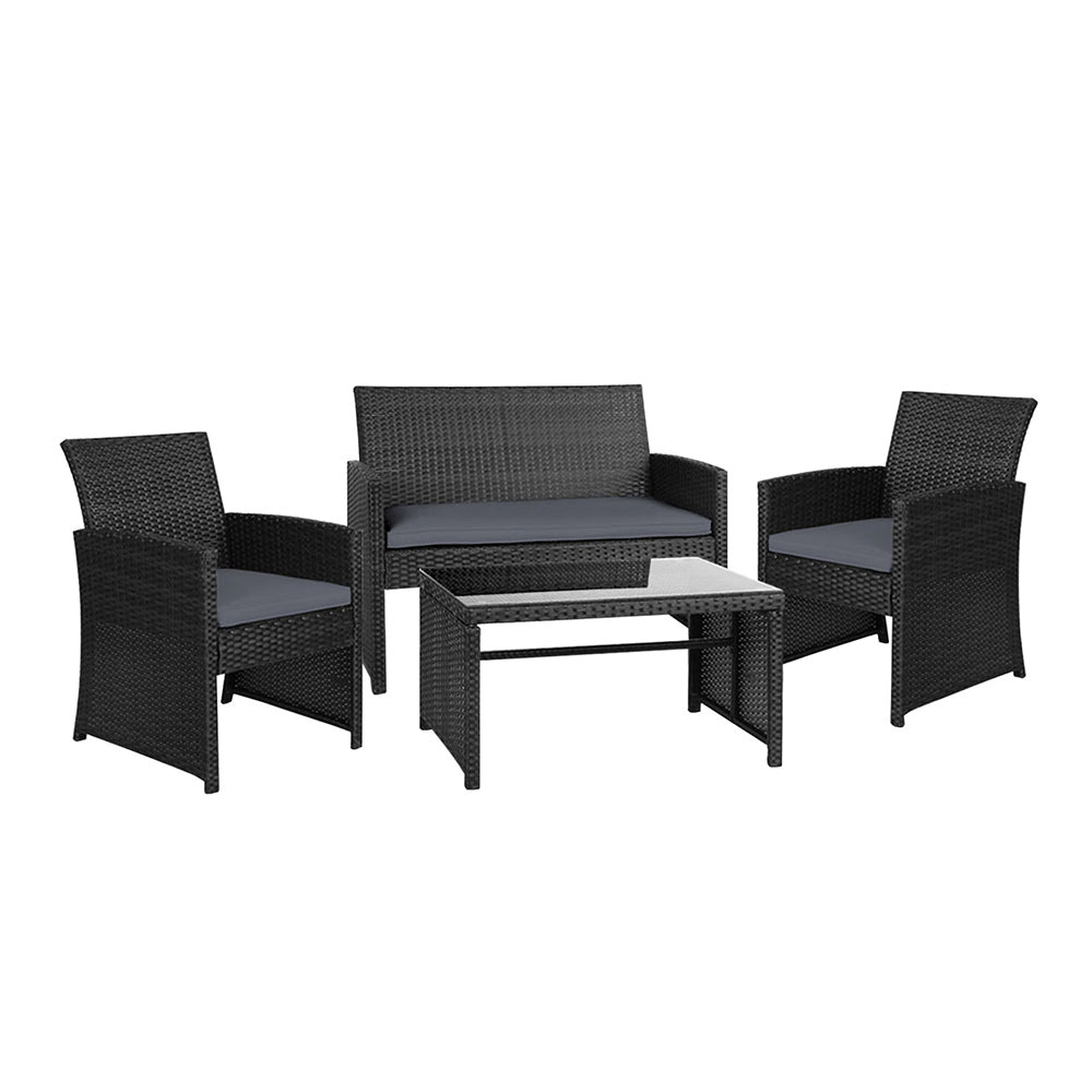 Toorak Luxury 4 Piece Lounge Setting with Storage Cover - Black