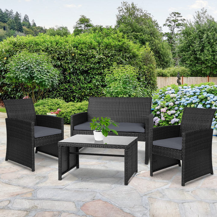 Toorak Luxury 4 Piece Lounge Setting with Storage Cover - Black