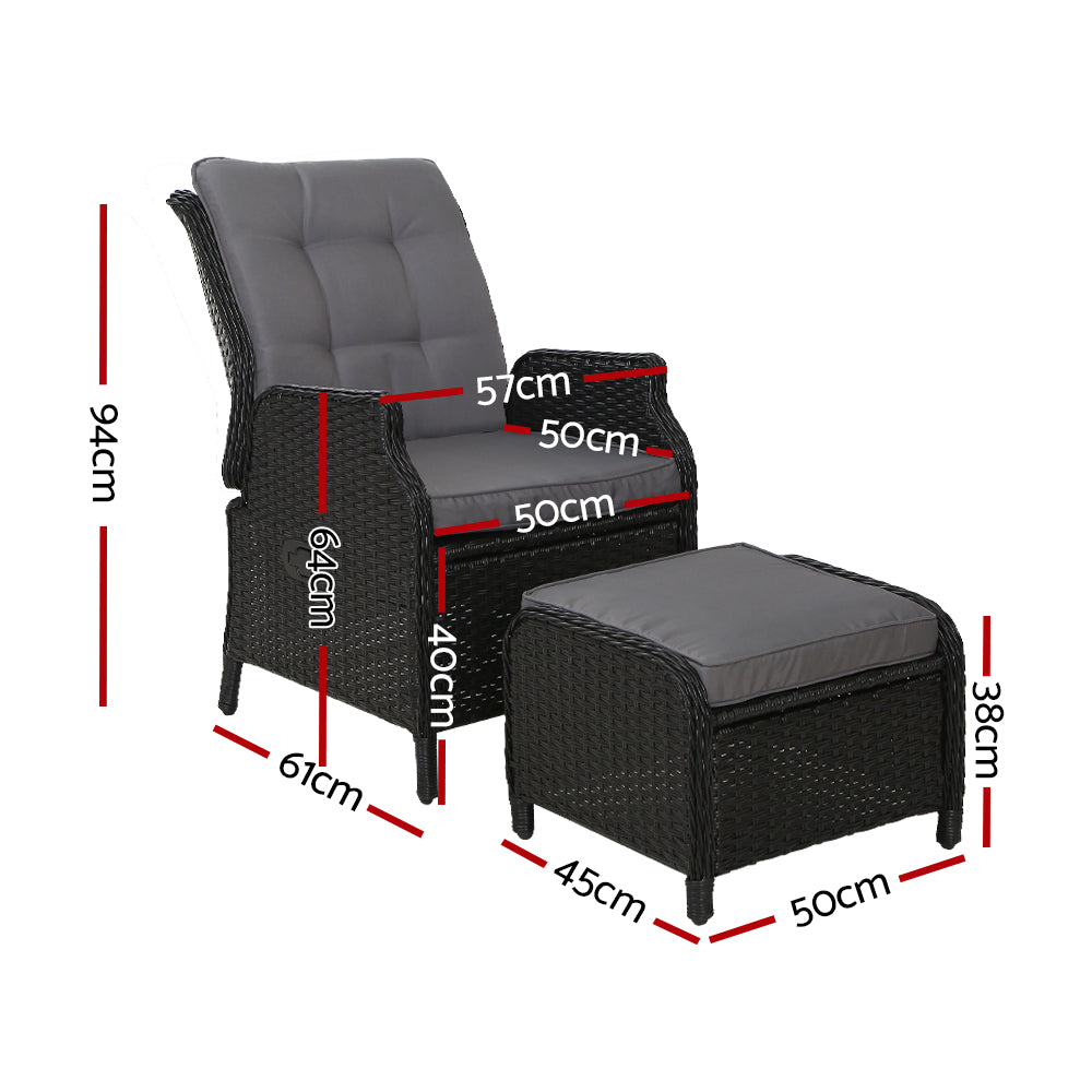 South Yarra Premium Sun Lounge & Recliner Chair - Black