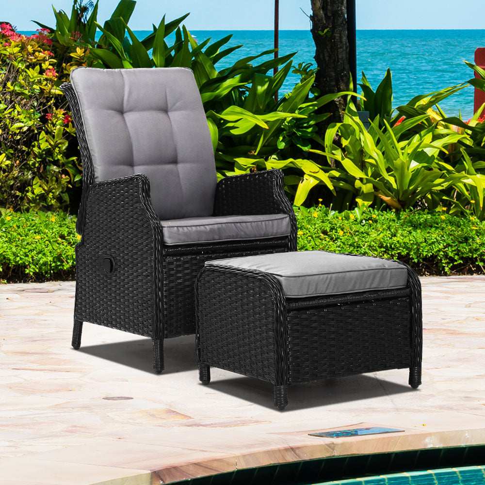 South Yarra Premium Sun Lounge & Recliner Chair - Black