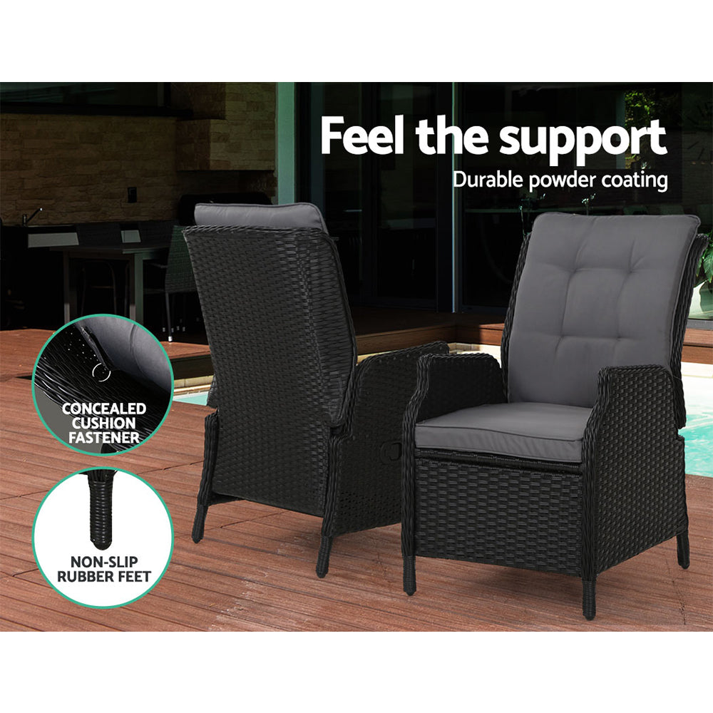 South Yarra Premium Sun Lounge & Recliner Chair - Black
