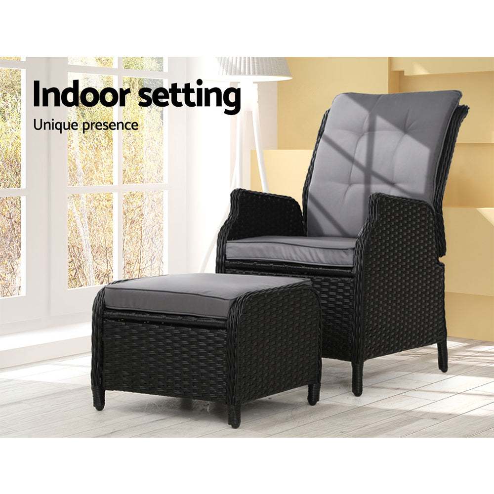 South Yarra Premium Sun Lounge & Recliner Chair - Black