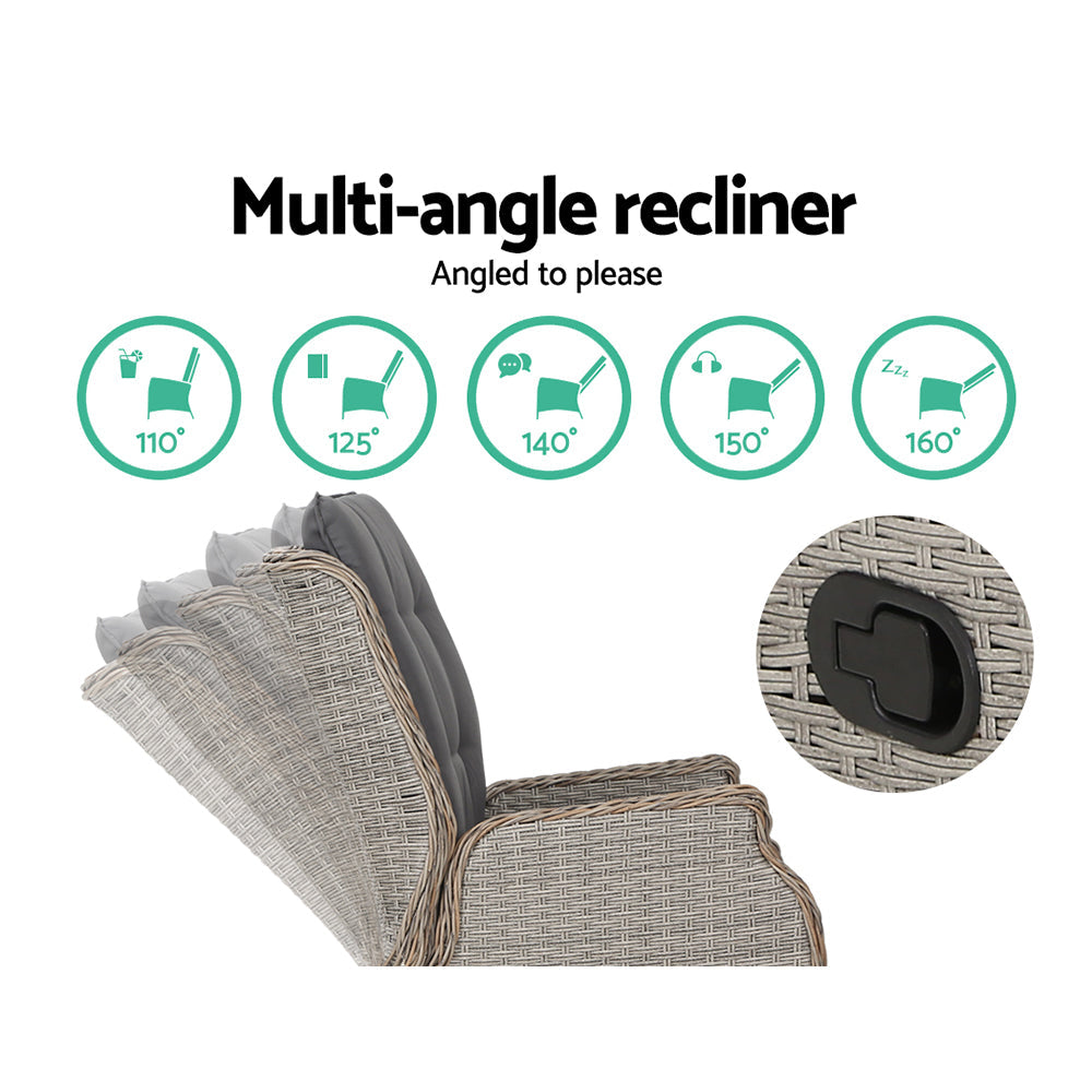 South Yarra Premium Sun Lounge & Recliner Chair - Grey