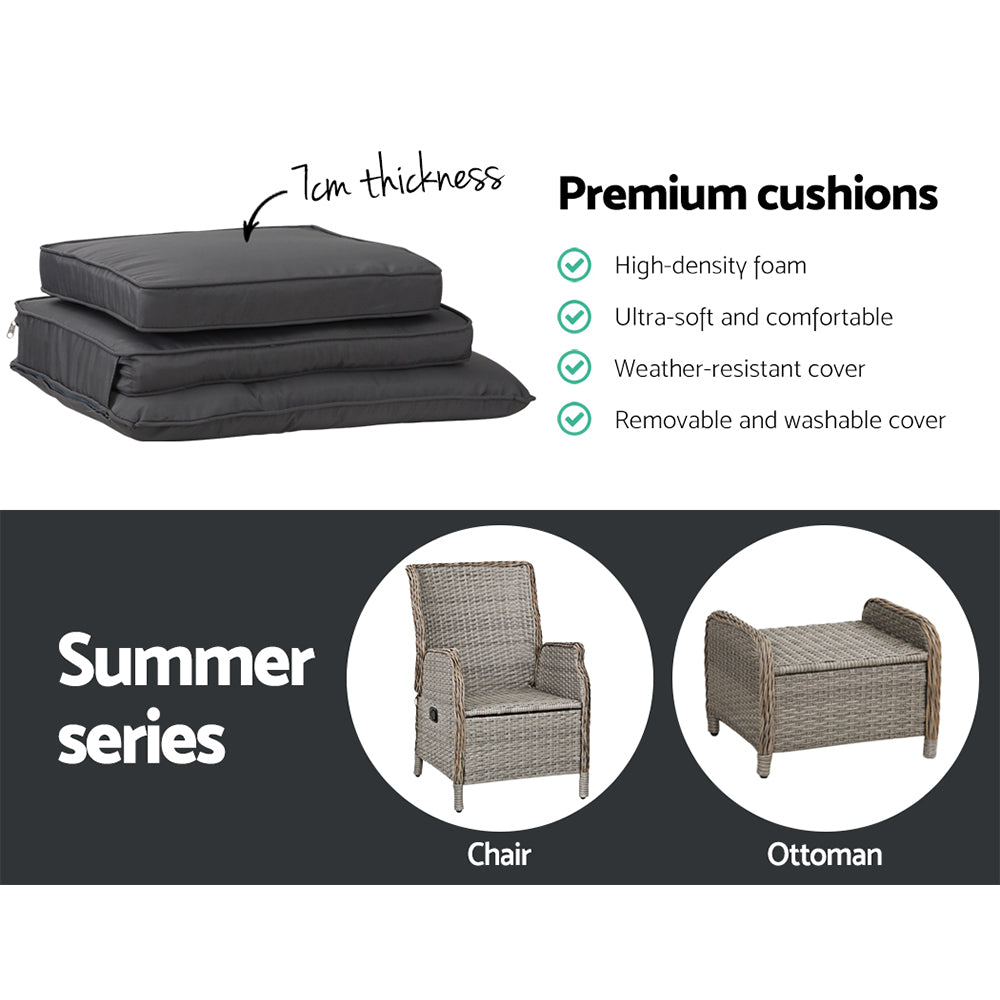 South Yarra Premium Sun Lounge & Recliner Chair - Grey