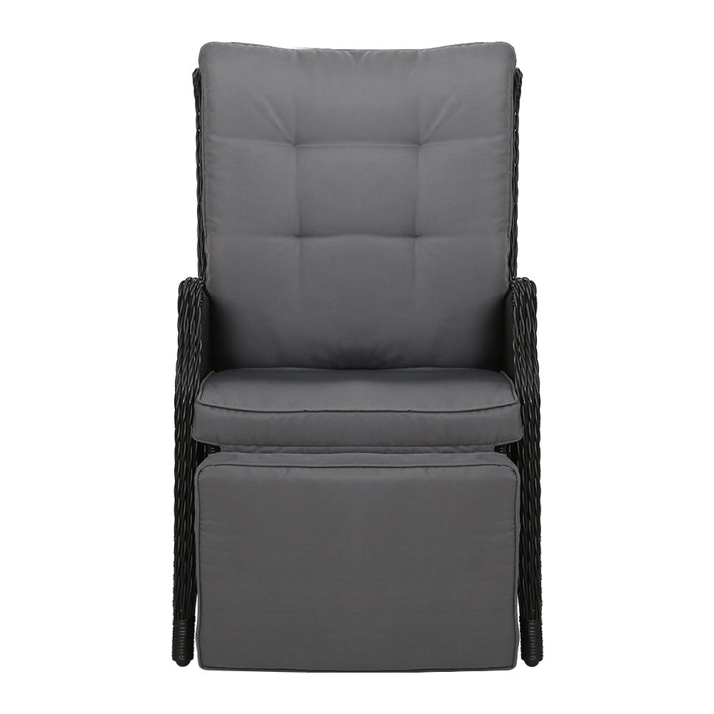 South Yarra Deluxe Set of 2  Sun lounge & Recliner Chairs - Black