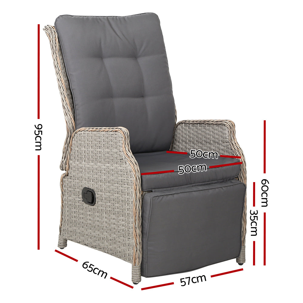 South Yara Deluxe Set of 2  Sun Lounge & Recliner Chairs - Grey